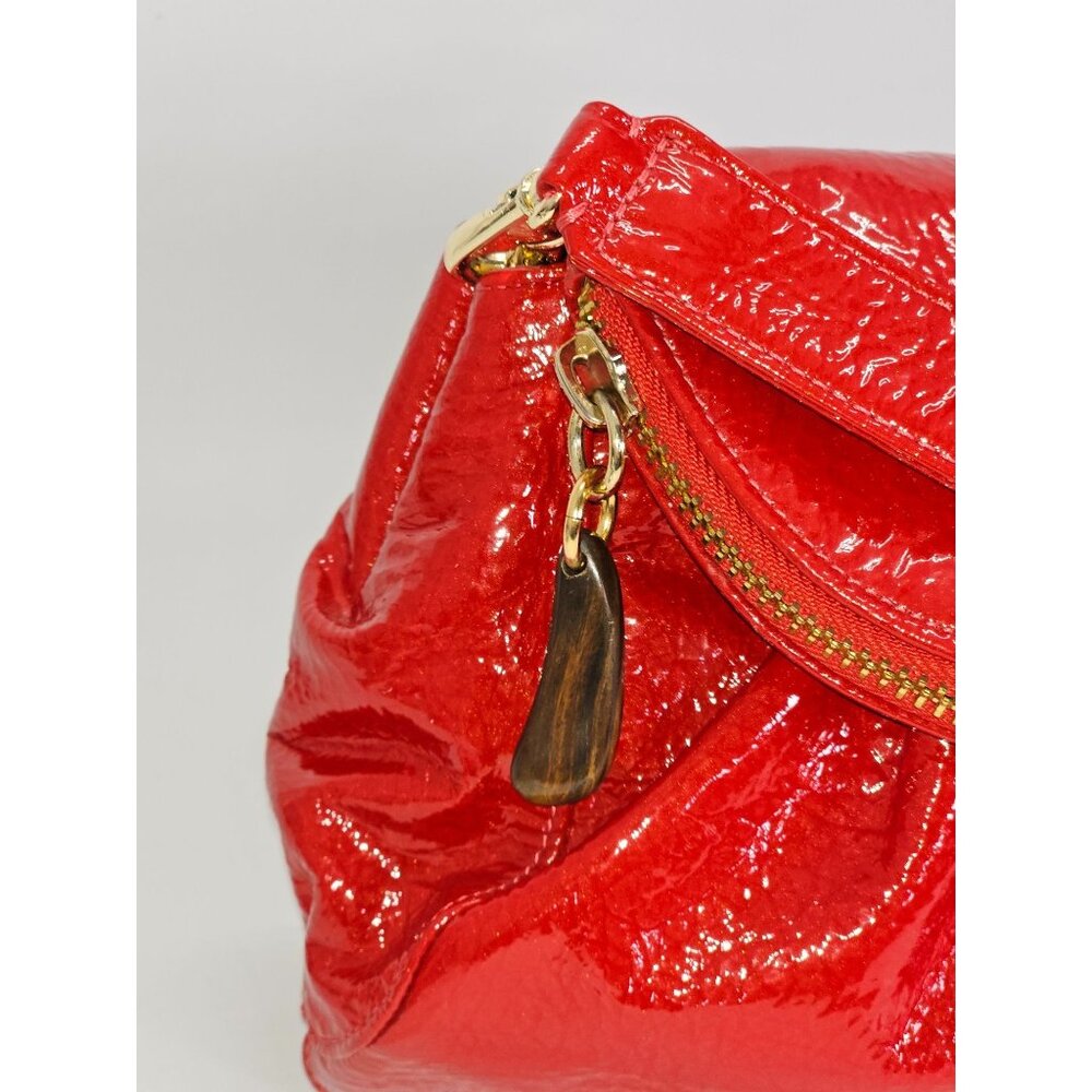 Zina Eva Women's Red Patent Leather Folding Crossbody Handbag Medium 2029 - Picture 7 of 15